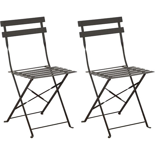 ALIZÉ Chaises pliantes en acier Cuba (Lot de 2) gris.