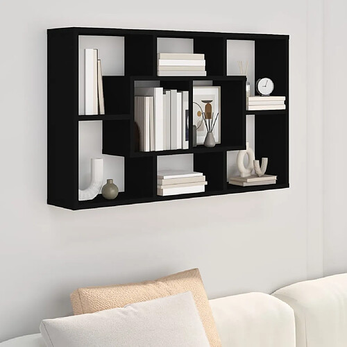 vidaXL Étagère murale noir 85x16x52,5 cm bois d'ingénierie