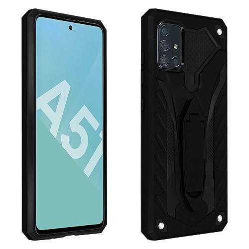 Avizar Coque Samsung Galaxy A51 Bi-matière Antichoc Béquille Fonction Support Noir