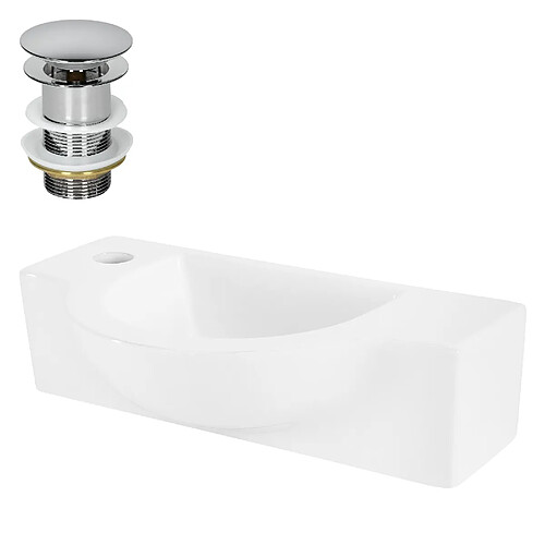 Vasque avec vidage sans trop-plein 44,5x25,5x12 cm Blanc en céramique ML-Design