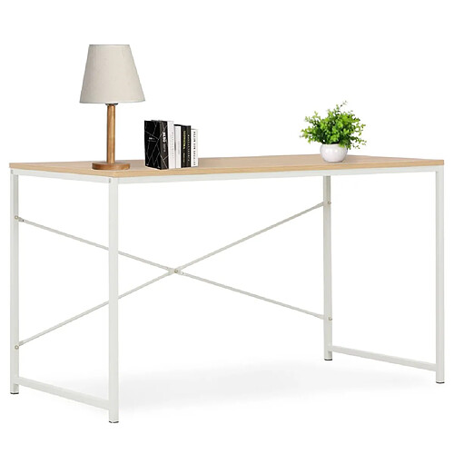 vidaXL Bureau d'ordinateur Blanc et chêne 120 x 60 x 70 cm