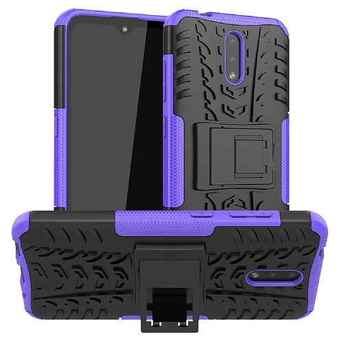 Coque en TPU combo de pneus avec béquille violet pour votre Nokia 2.3