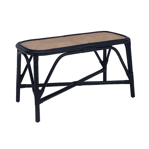 Banc Bout de Lit en Rotin Naturel Chillvert Parma 78x73x43 cm avec Design en Osier Bicolore Noir et Marron