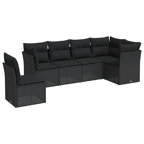 Maison Chic Salon de jardin 6 pcs avec coussins | Ensemble de Table et chaises | Mobilier d'Extérieur noir résine tressée -GKD78901