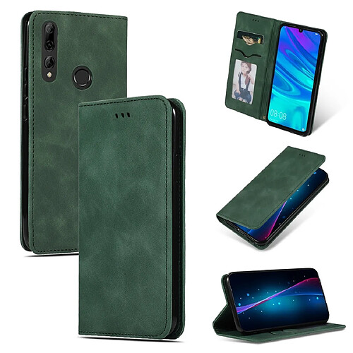 Wewoo Housse Coque Étui en cuir à rabat horizontal magnétique rétro skin business pour Huawei P Smart 2019 & P Plus 2019 & Mate 30 Lite vert armée