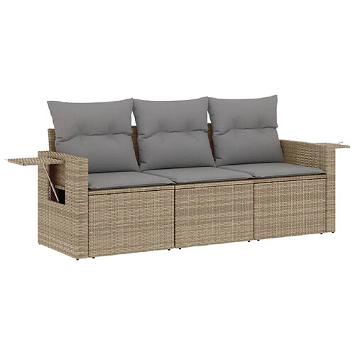 Maison Chic Salon de jardin avec coussins 3 pcs | Ensemble de Table et chaises | Mobilier d'Extérieur beige résine tressée -GKD44422