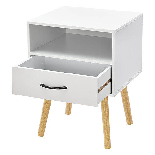 Helloshop26 Table de chevet commode à tiroir meuble bas de table de nuit avec espace de stockage 57 cm blanc 03_0006227