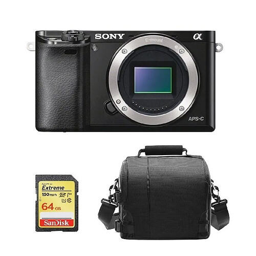 SONY A6000 Body Black + 64GB SD card + camera Bag