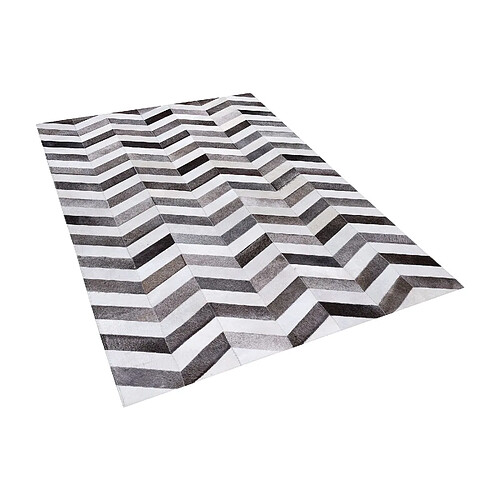 Beliani Tapis gris aux motifs zigzag 140 x 200 AKSAZ