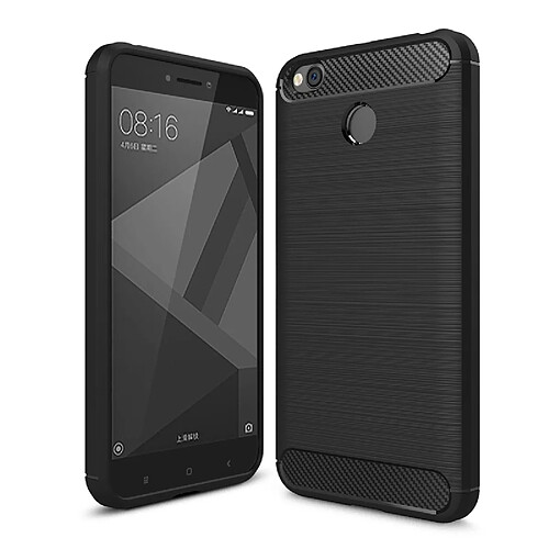 Wewoo Coque noir pour Xiaomi Redmi 4X Texture de fibre de carbone brossé antichoc TPU Housse de protection