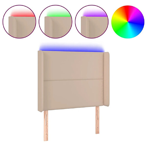 Maison Chic Tête de lit moderne à LED lumineuse pour chambre - Décoration de lit Cappuccino 83x16x118/128 cm Similicuir -MN43855