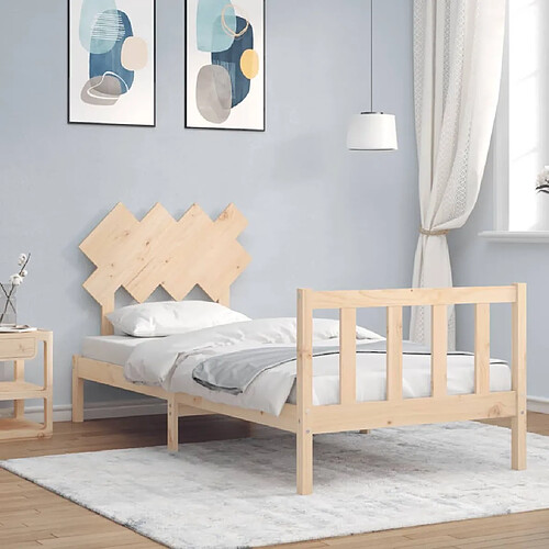 Maison Chic Lit simple - Cadre de lit avec tête de lit Contemporain pour adulte bois massif -MN77348