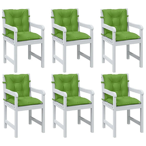 vidaXL Coussins de chaise à dossier bas lot de 6 vert mélangé tissu