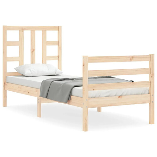 Maison Chic Cadre/structure de lit avec tête de lit pour adulte - Lit Moderne Chambre petit simple bois massif -MN79911