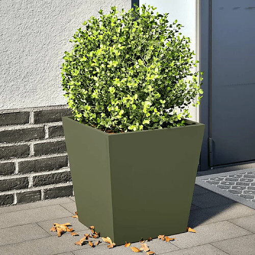 vidaXL Jardinières 2 pcs vert olive 40x40x40 cm acier