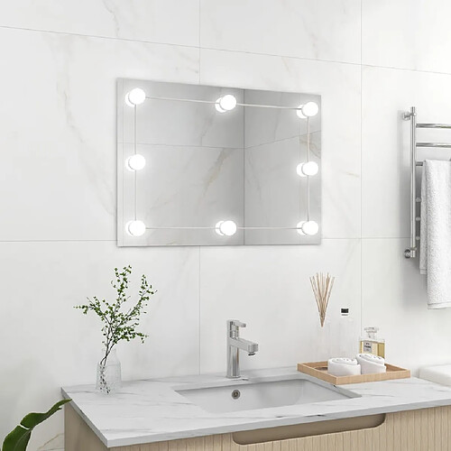 vidaXL Miroir mural sans cadre avec lampes LED Rectangulaire Verre