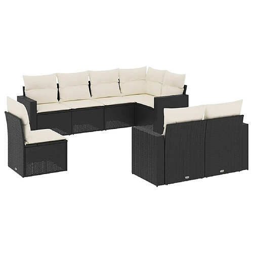 Maison Chic Salon de jardin 8 pcs avec coussins | Ensemble de Table et chaises | Mobilier d'Extérieur noir résine tressée -GKD61081