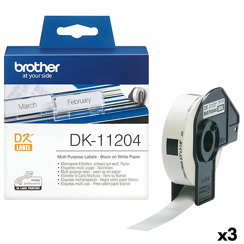 Rouleau d'Étiquettes Brother DK-11204 17 x 54 mm (3 Unités)