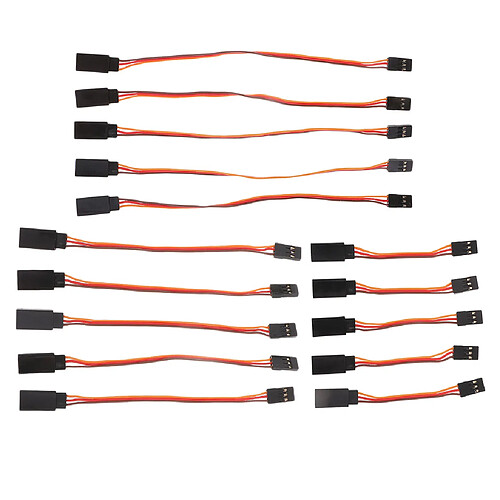 15 Pièces Mâle à Femelle Servo Rallonge Câble 3 Broches Futaba JR Connecteur