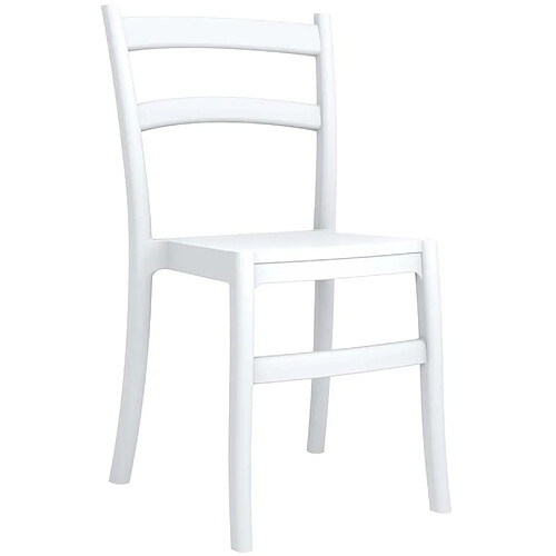 Decoshop26 Chaise design simple pour intérieur ou extérieur en plastique blanc 10_0005510