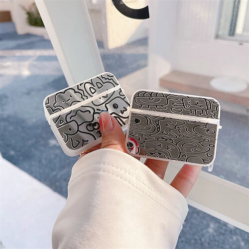 GUPBOO Airpods Coque Housse Étui Protecteur Compatible pour AirPods1/2-Caricature de petit animal graffiti personnalisé