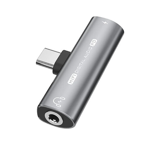 INF Adaptateur USB-C vers 3,5 mm pour écouteurs et chargeur Grey