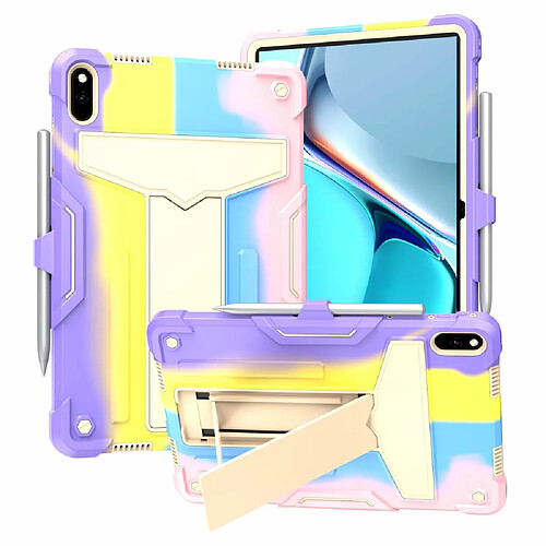 Coque en silicone avec béquille en T Coloré/rose pour votre Huawei MatePad 11 (2021)