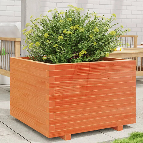 vidaXL Jardinière cire marron 70x70x49,5 cm bois de pin massif