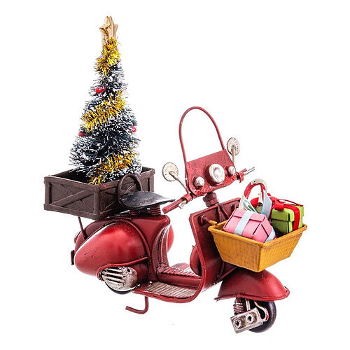 BigBuy Home Décorations de Noël Rouge Multicouleur Moto 11,7 X 5,5 X 12 CM