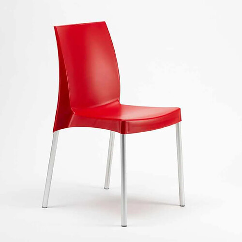 20 Chaises Grand Soleil Boulevard plastique polypropylène empilables stock, Couleur: Rouge