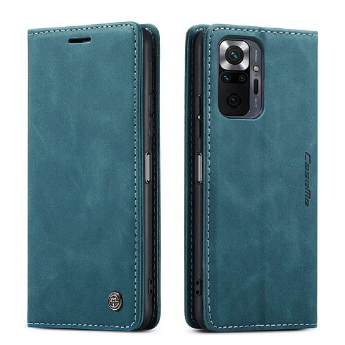 Caseme Etui en PU Aspiration automatique de conception brève bleu pour votre Xiaomi Redmi Note 10 Pro/Note 10 Pro Max