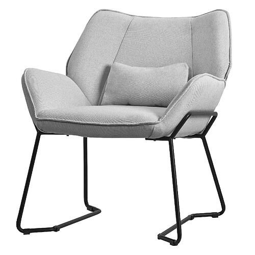 ML-Design Fauteuil Lounge Fauteuil Relax Coussin de dossier Fauteuil de salon Lin Gris cla