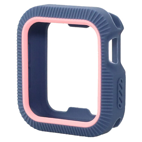 Etui de protection bicolore en silicone souple pour montre Apple 4 40 mm bleu + rose