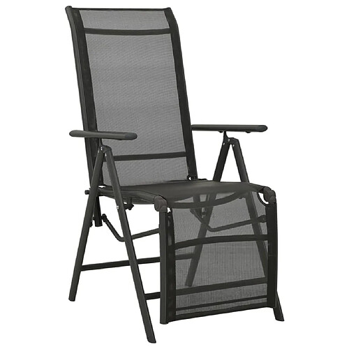 Maison Chic Lot de 2 Chaises inclinables de jardin - Fauteuil d'extérieur Textilène et aluminium Noir -MN35562