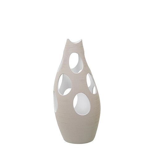 Vase Alexandra House Living Ecru Céramique Rayures Cercles 20 x 20 x 50 cm