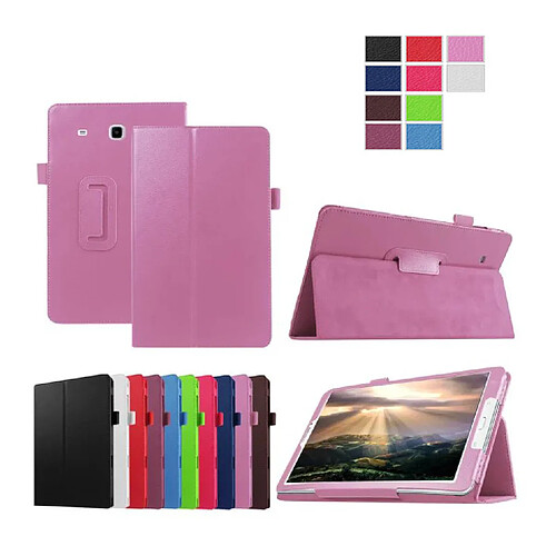 Xeptio Samsung Galaxy Tab E 9.6 pouces Style Cuir rose avec Stand - Etui coque de protection tablette