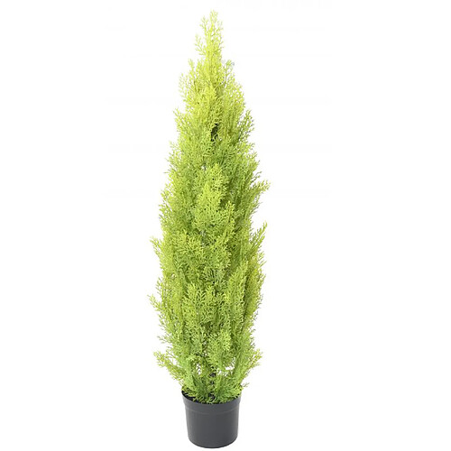 Pegane Plante artificielle haute gamme Spécial extérieur / Cyprès artificiel coloris vert/jaune - Dim : 125 x 25 cm