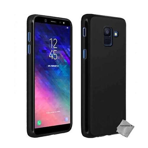 Htdmobiles Coque silicone gel fine pour Samsung Galaxy J6 (2018) + verre trempe - NOIR