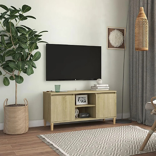 vidaXL Meuble TV avec pieds en bois massif Chêne sonoma 103,5x35x50 cm