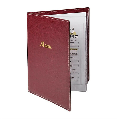 Porte-Menus en Simili Cuir Bordeaux - Format A4 - Olympia - - Simili cuir 235x10x325mm