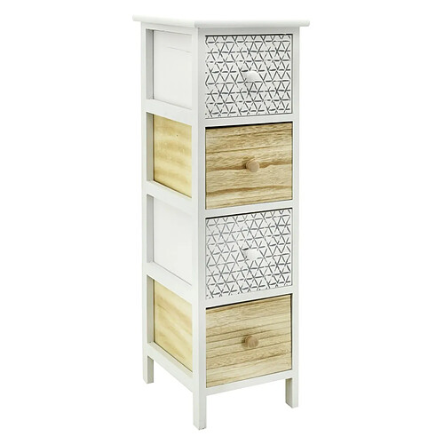 Aubry Gaspard Commode en bois teinté blanc et naturel 4 tiroirs.