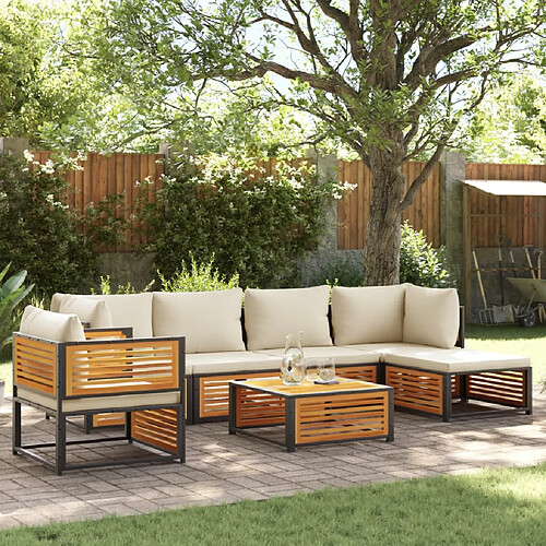 vidaXL Salon de jardin avec coussins 7 pcs bois massif d'acacia