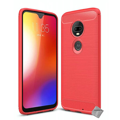 Htdmobiles Coque silicone gel carbone pour Motorola Moto G7 + film ecran - ROUGE