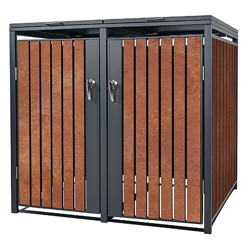 ML-Design Abri pour 2 poubelles 240 L conteneur à déchets acier corten 132 x 80 x 116,3 cm