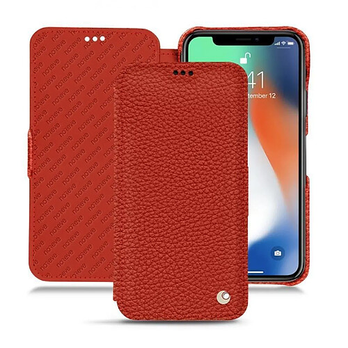 Housse cuir Apple iPhone Xs Max - Rabat horizontal - Papaye ( Pantone #b54317 ) - NOREVE