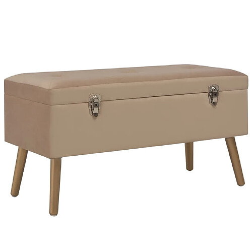 Helloshop26 Banc banquette avec compartiment de rangement 80 cm beige velours 02_0010726