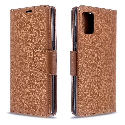 Wewoo Housse Coque Pour Galaxy A51 Litchi Texture Pure Color Horizontal Flip en cuir PU avec support et fentes cartes et portefeuille et lanière marron