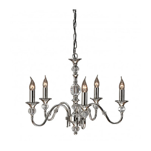 Interiors 1900 Suspension 5 ampoules Polina, nickel et cristal