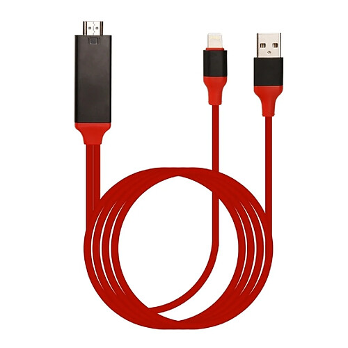 Wewoo Pour iPhone X / rouge 8 & 8 Plus / 7 & 7 Plus / 6 & 6s & 6 Plus & 6s Plus / iPad 2m Lightning mâle à HDMI & Câble adaptateur USB mâle,