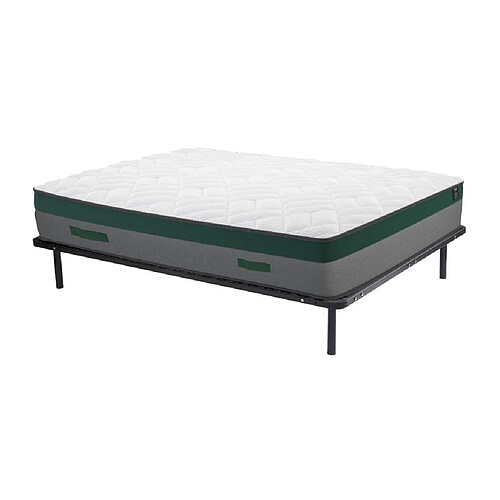 Vente-Unique Ensemble 140 x 190 cm cadre à lattes + matelas ressorts ensachés ép.22cm - PRESTIGE de YSMÉE